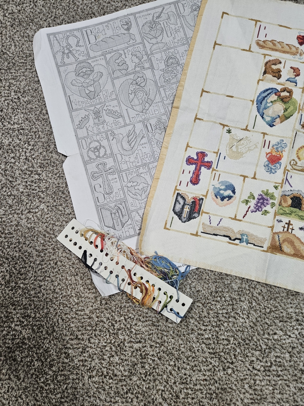 Inspirational ABCs Themed Cross Stitch Sampler in Cream - Picture 4 of 4
